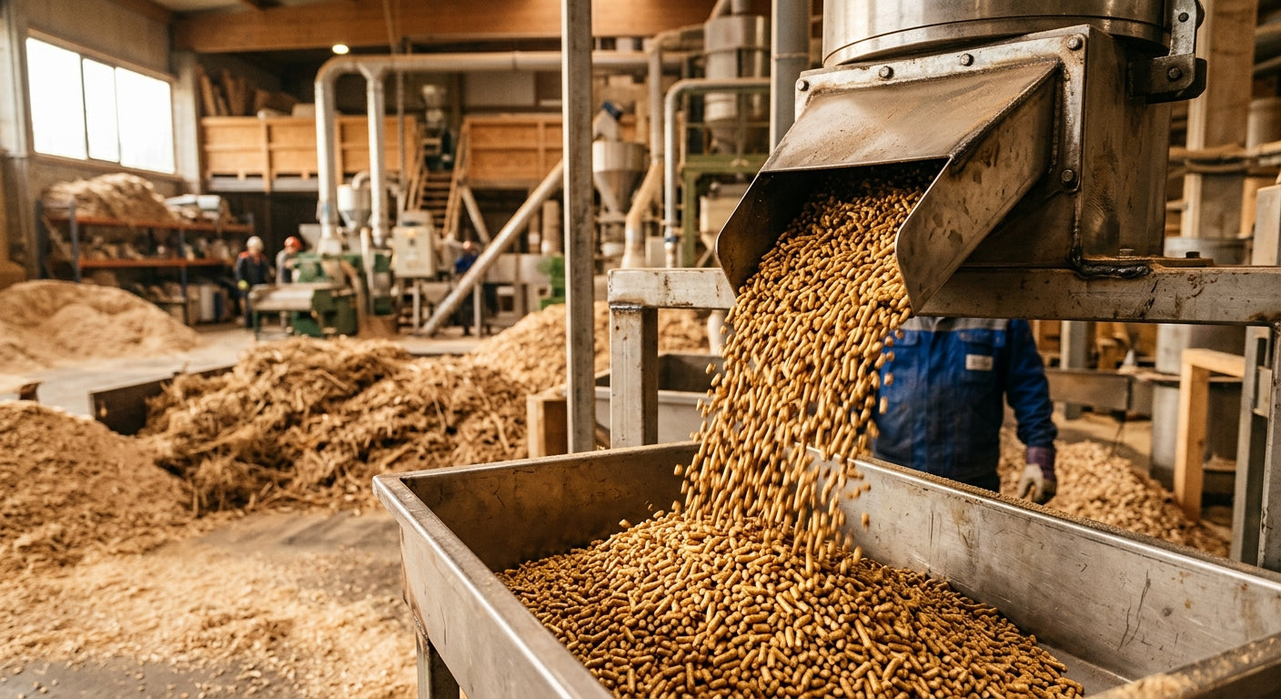 Pelletproduktion Deutschland — goldene Holzpellets aus regionaler Herstellung