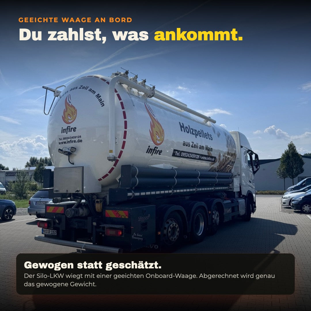 infire Silo-LKW mit geeichter Onboard-Waage, abgerechnet wird das gewogene Gewicht