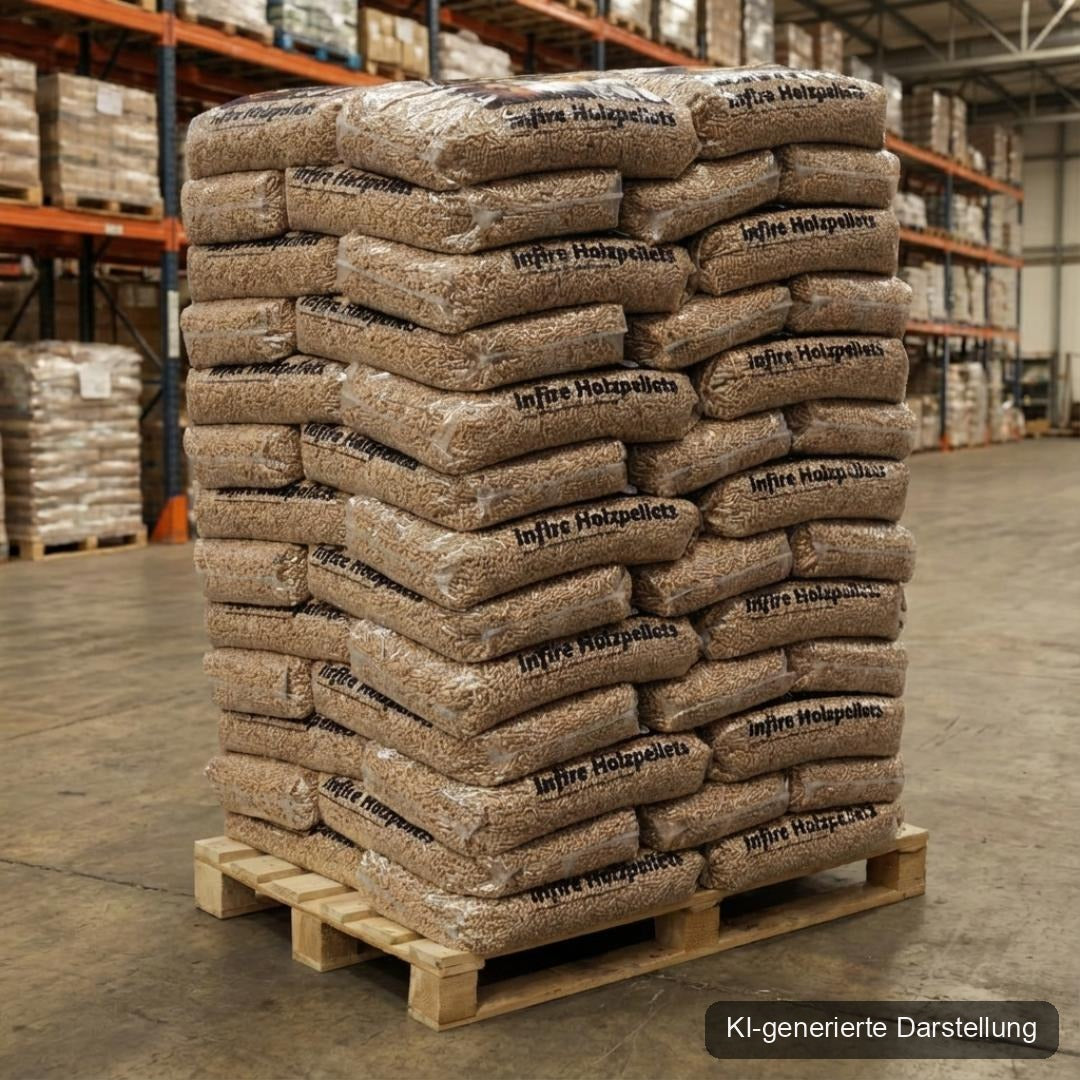 infire Holzpellets, 6 mm, Sackware, HD-Qualität - Palette 975 kg, Bild 4 von 12, KI-generierte Darstellung