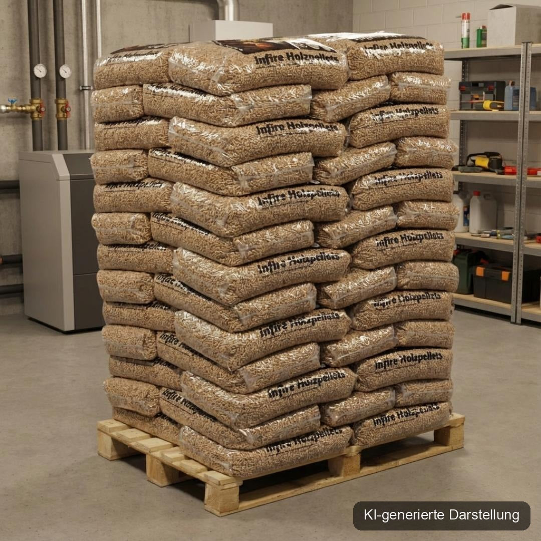 infire Holzpellets, 6 mm, Sackware, HD-Qualität - Palette 975 kg, Bild 5 von 12, KI-generierte Darstellung