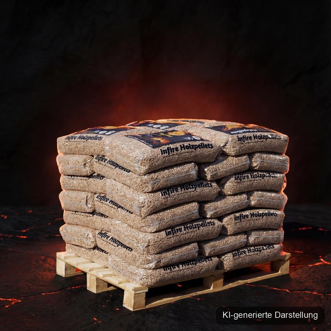 infire Holzpellets, 6 mm, Sackware, HD-Qualität - halbe Palette 495 kg, KI-generierte Darstellung