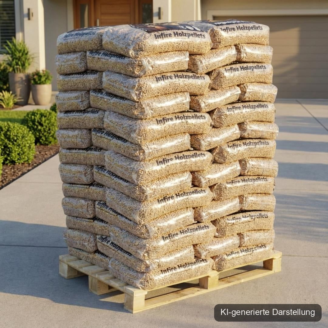infire Holzpellets, 6 mm, Sackware, HD-Qualität - Palette 975 kg, Bild 7 von 12, KI-generierte Darstellung