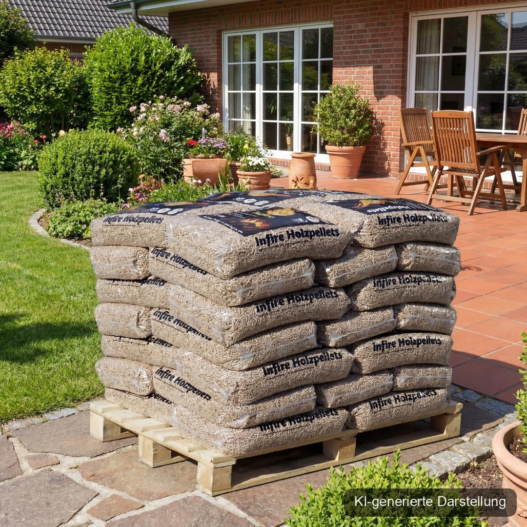 infire Holzpellets, 6 mm, Sackware, HD-Qualität - halbe Palette 495 kg, Bild 4 von 10, KI-generierte Darstellung