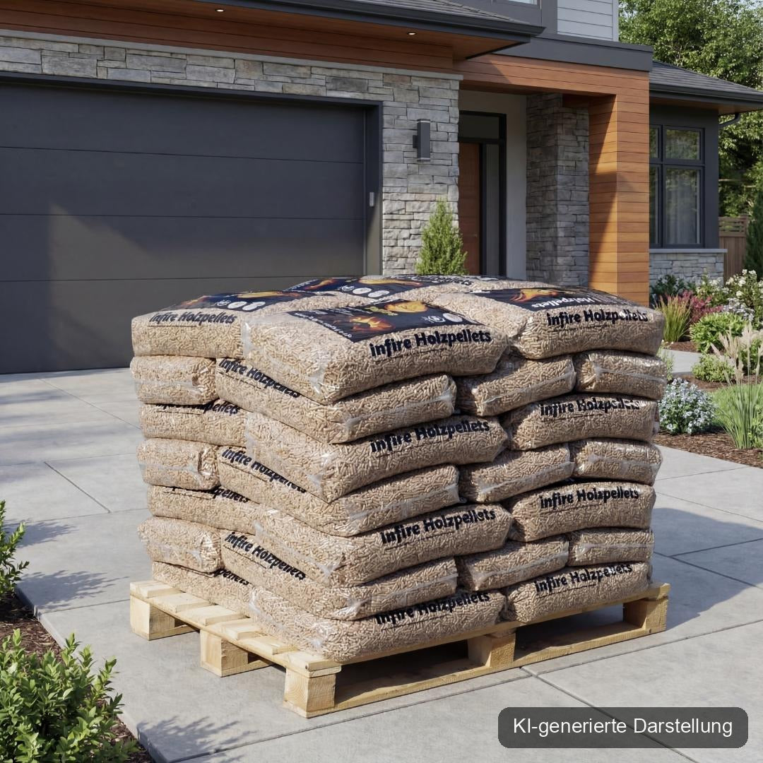 infire Holzpellets, 6 mm, Sackware, HD-Qualität - halbe Palette 495 kg, Bild 3 von 10, KI-generierte Darstellung
