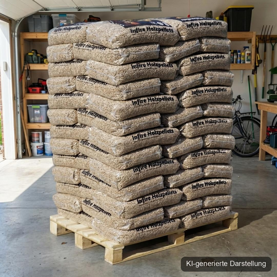 infire Holzpellets, 6 mm, Sackware, HD-Qualität - Palette 975 kg, Bild 6 von 12, KI-generierte Darstellung