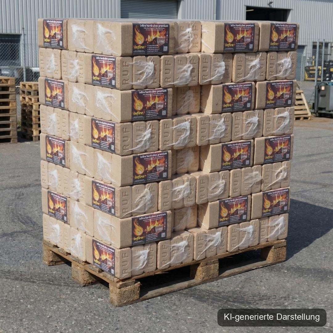 hardcubes premium - Hartholzbriketts - Palette 960 kg, KI-generierte Darstellung