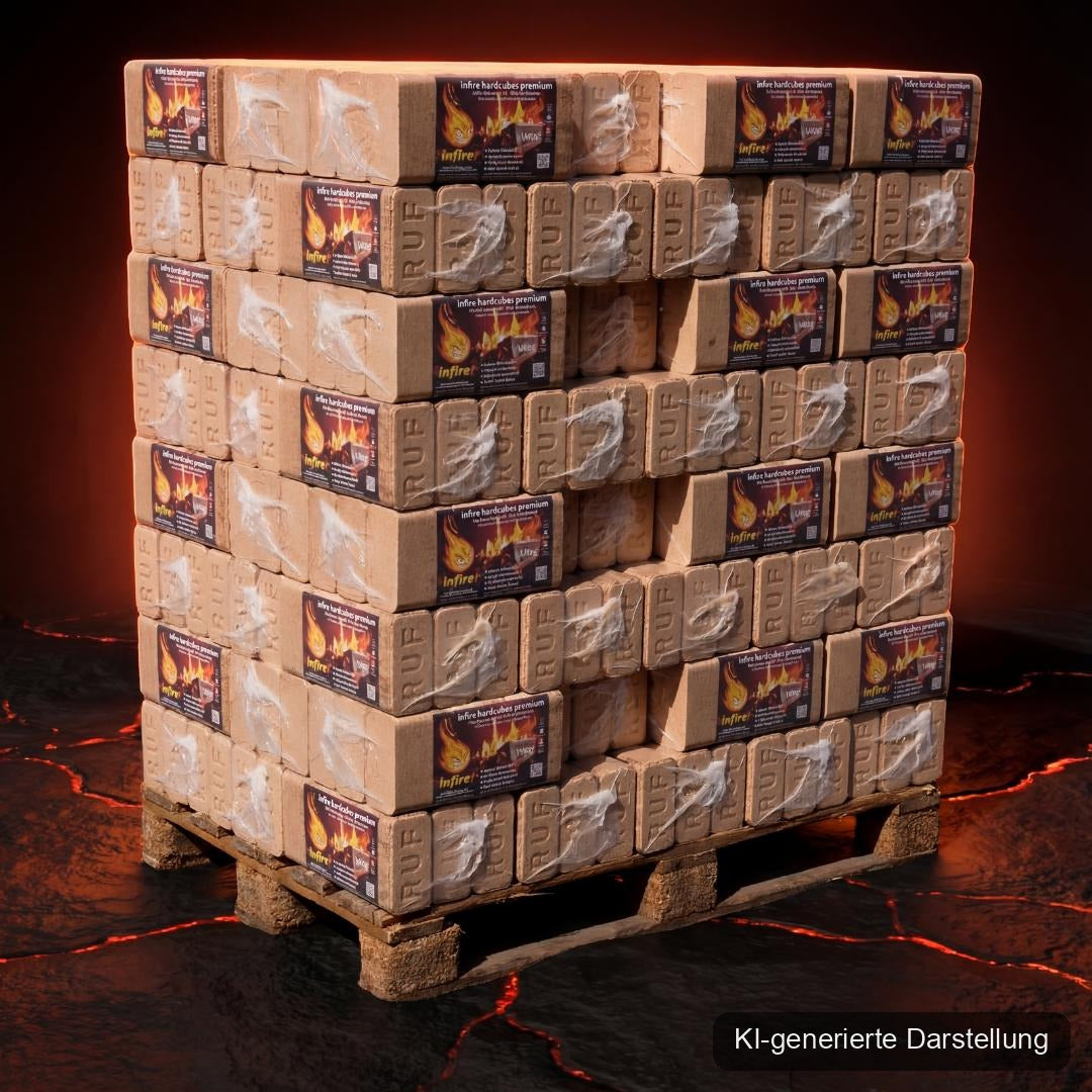 hardcubes premium - Hartholzbriketts - Palette 960 kg, KI-generierte Darstellung
