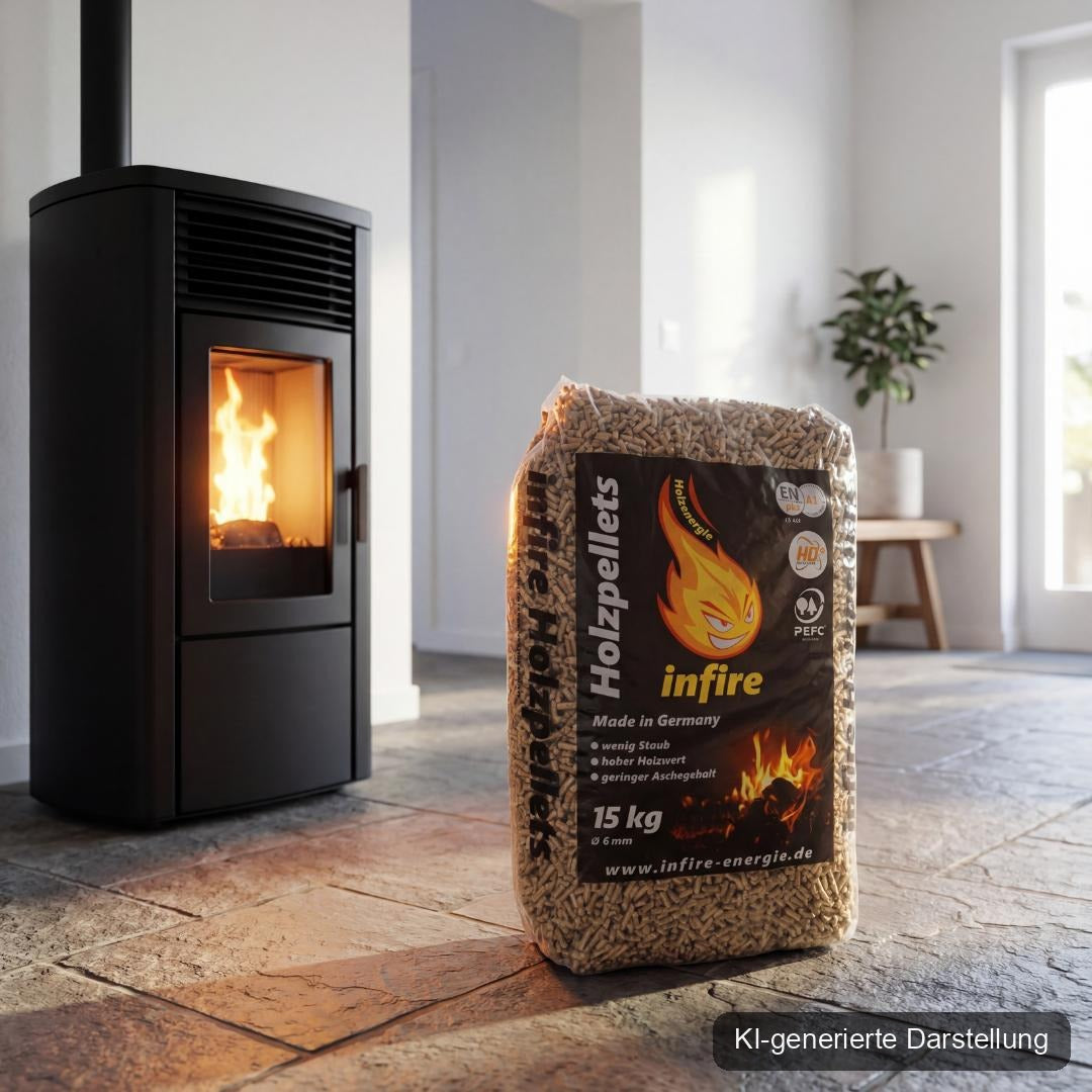 infire Holzpellets, 6 mm, Sackware, HD-Qualität - Palette 975 kg, Bild 12 von 12, KI-generierte Darstellung