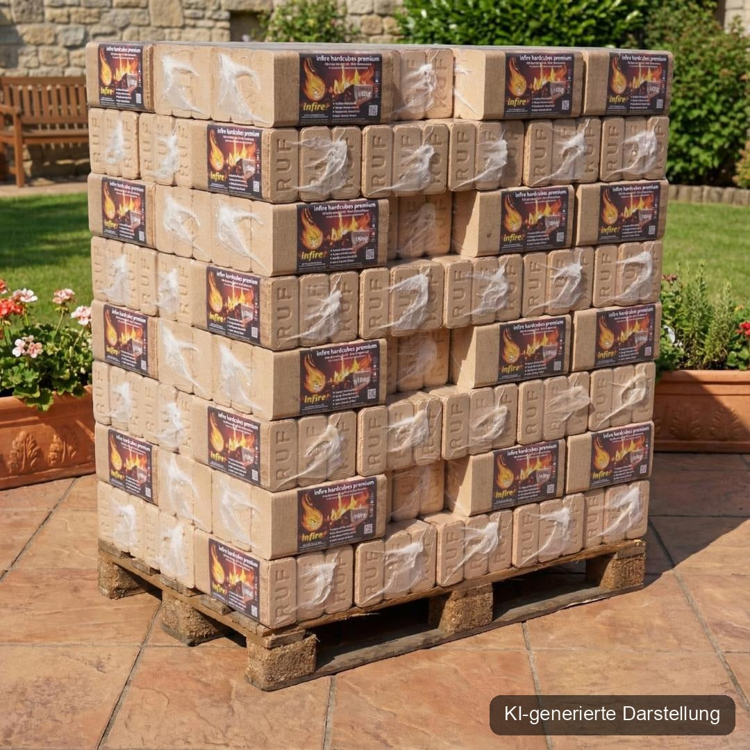 hardcubes premium - Hartholzbriketts - Palette 960 kg, KI-generierte Darstellung