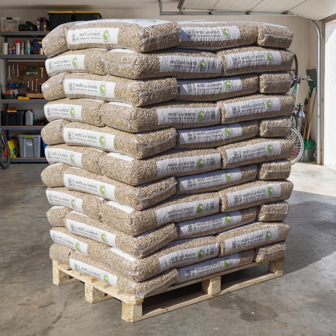 wohl und warm Holzpellets, 6 mm, Sackware - Palette 990 kg
