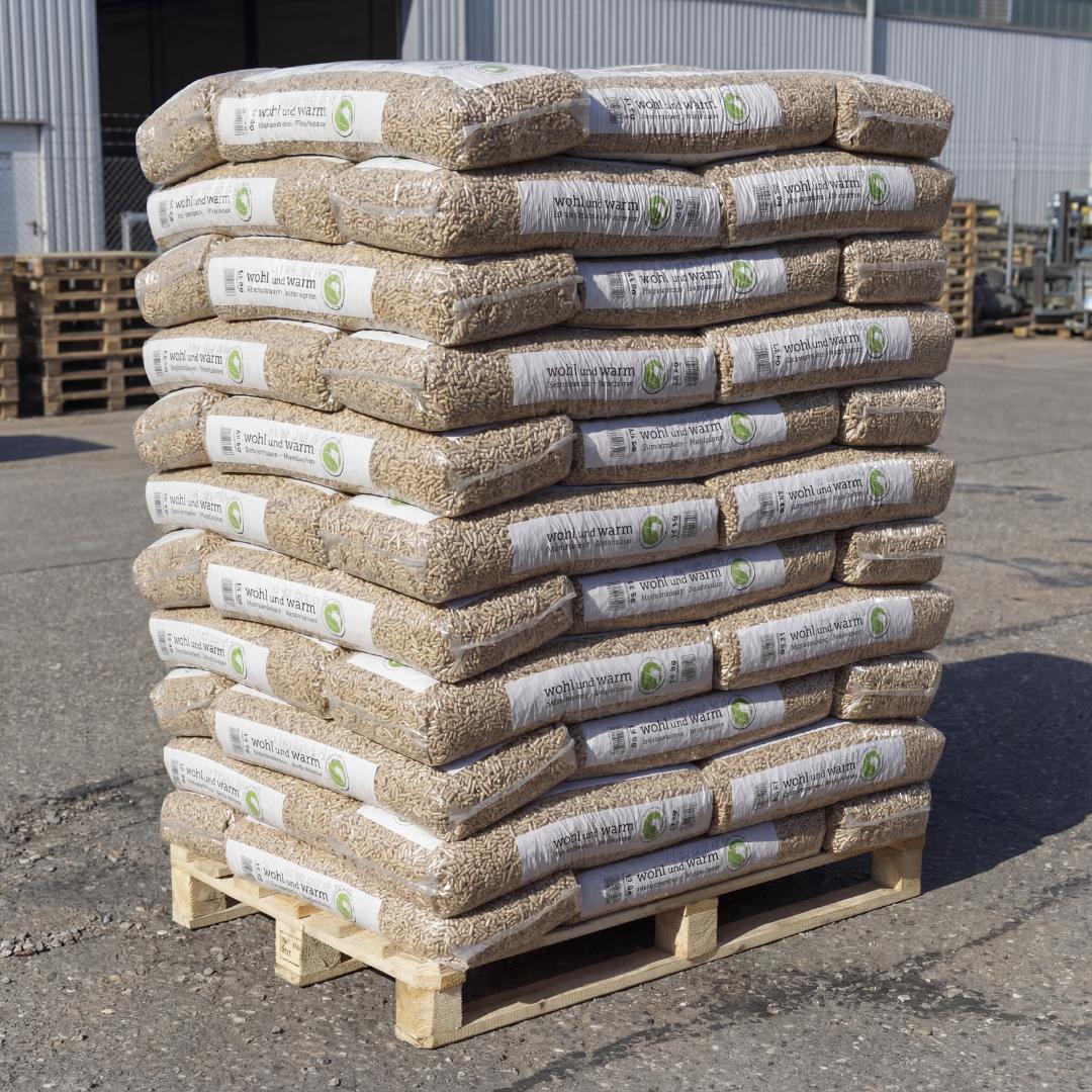 wohl und warm Holzpellets, 6 mm, Sackware - Palette 990 kg