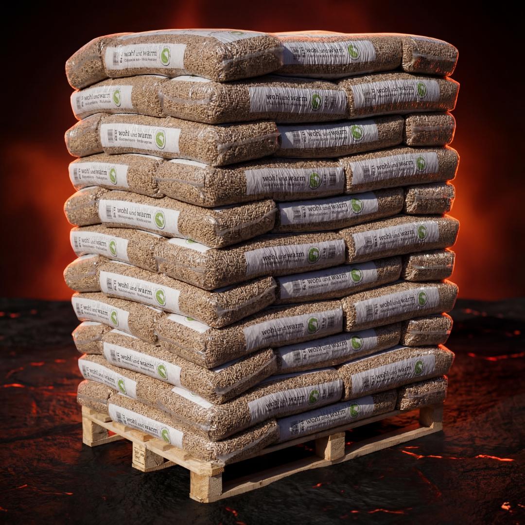 wohl und warm Holzpellets, 6 mm, Sackware - Palette 990 kg