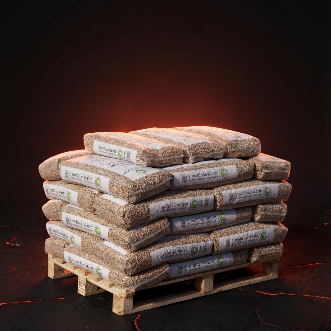 wohl und warm Holzpellets, 6 mm, Sackware - halbe Palette 495 kg