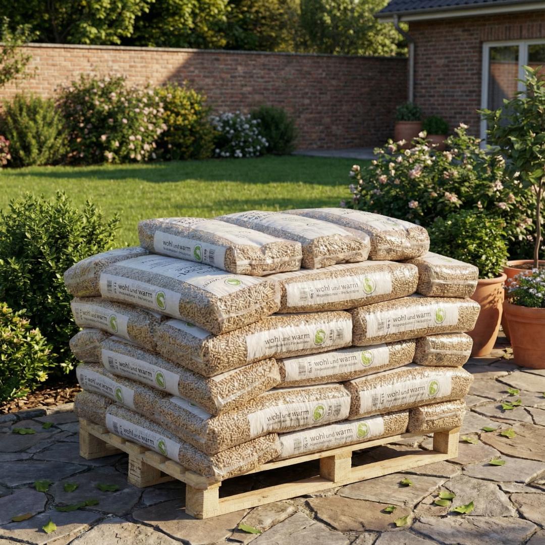 wohl und warm Holzpellets, 6 mm, Sackware - halbe Palette 495 kg