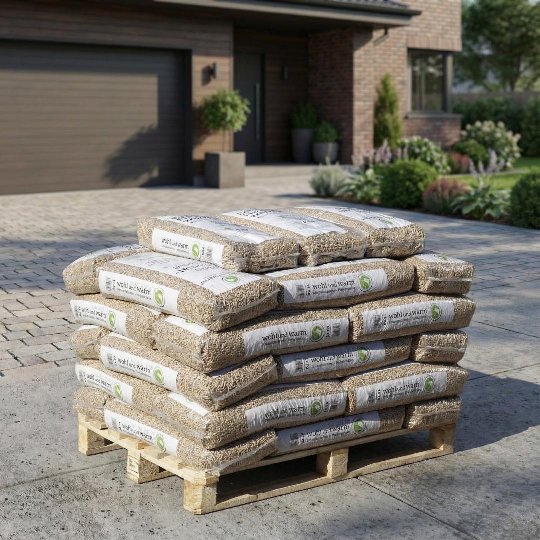 wohl und warm Holzpellets, 6 mm, Sackware - halbe Palette 495 kg