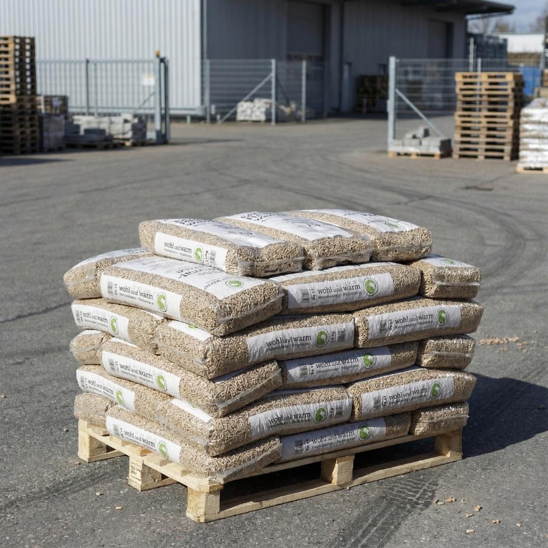 wohl und warm Holzpellets, 6 mm, Sackware - halbe Palette 495 kg