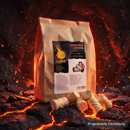 infire Holzwolle-Anzünder 320 g, ca. 32 Stück, auf glühender Lava