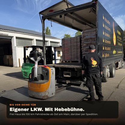 Eigener LKW mit Hebebühne: frei Haus bis 100 km Fahrstrecke ab Zeil am Main