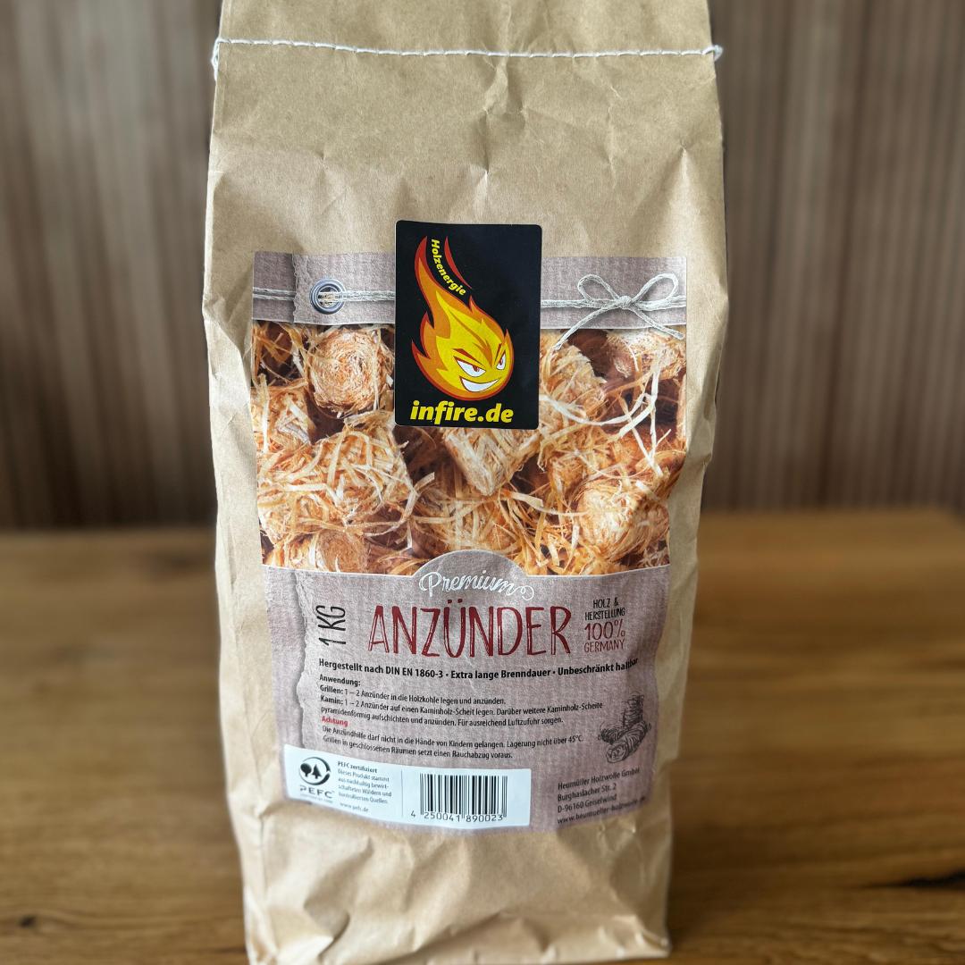 infire Starters, 1kg, Premium Holzwolle Anzünder, 100% PEFC