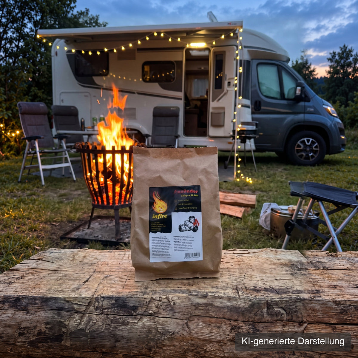 infire Anzünder beim Camping mit dem Wohnmobil