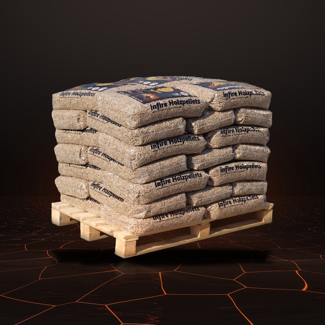 infire Holzpellets 6 mm Sackware halbe Palette 495 kg auf Glutboden