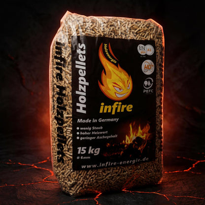infire Holzpellets, 6 mm, Sackware, HD-Qualität - einzeln 15 kg