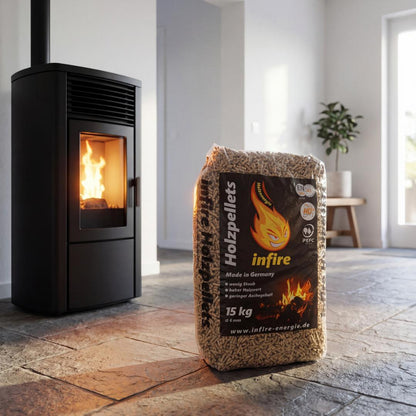 infire Holzpellets, 6 mm, Sackware, HD-Qualität - halbe Palette 495 kg