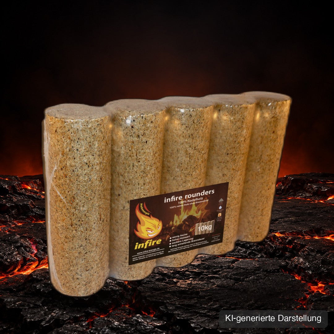 rounders Nadelholzbriketts 10-kg-Paket, KI-generierte Darstellung