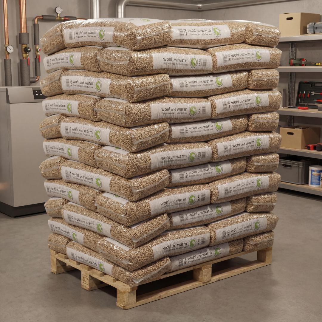 wohl und warm Holzpellets, 6 mm, Sackware - Palette 990 kg