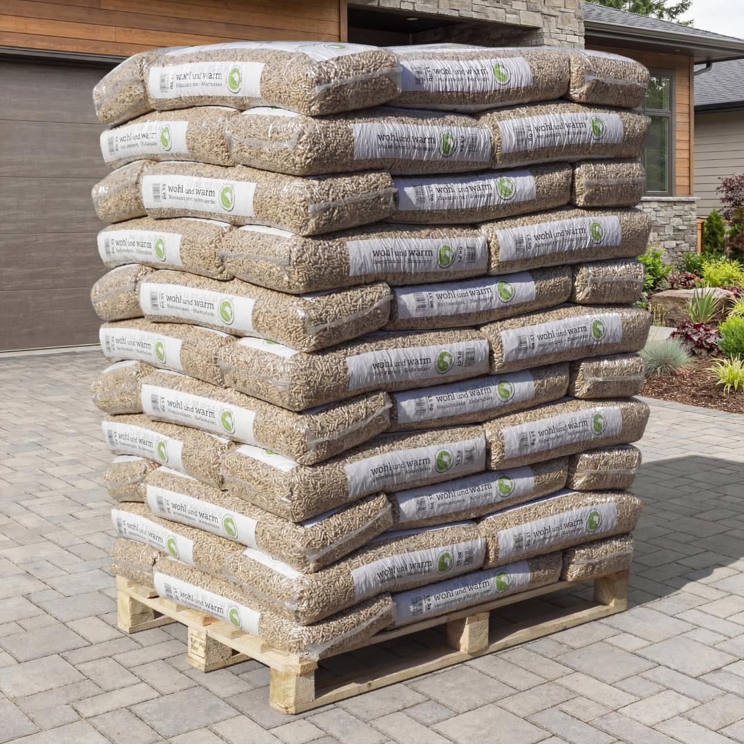 wohl und warm Holzpellets, 6 mm, Sackware - Palette 990 kg