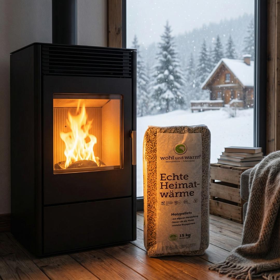 wohl und warm Holzpellets, 6 mm, Sackware - halbe Palette 495 kg